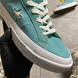 Жіночі кеди Converse One Star Premium Suede Turquoise, кеди конверс ван преміум стар, фото 4