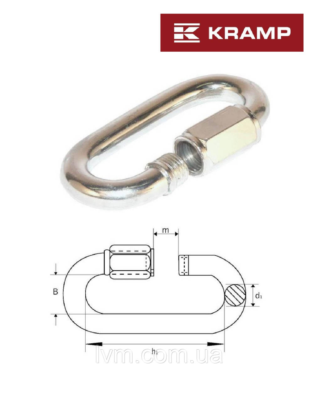 Овальний карабін з гвинтовою гайкою, профиль Ø 4мм, навантаження до 90кг