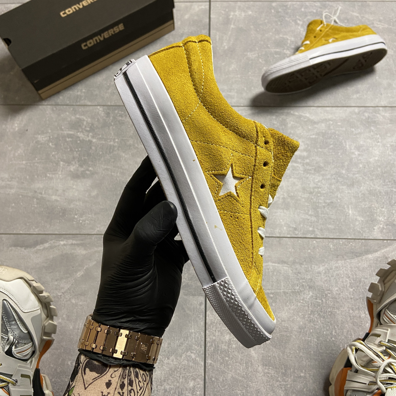 Жіночі кеди Converse One Star Premium Suede Yellow, жіночі кеди конверс ван преміум стар, фото 1