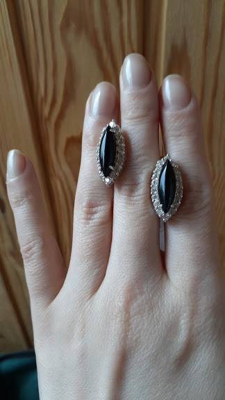 Срібні сережки з оніксом Гефест, фото 1