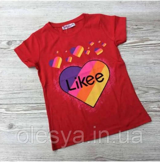 Трендовая футболка для девочек Likee Размеры 116, 152 Турция - фото 1 - id-p1204641870