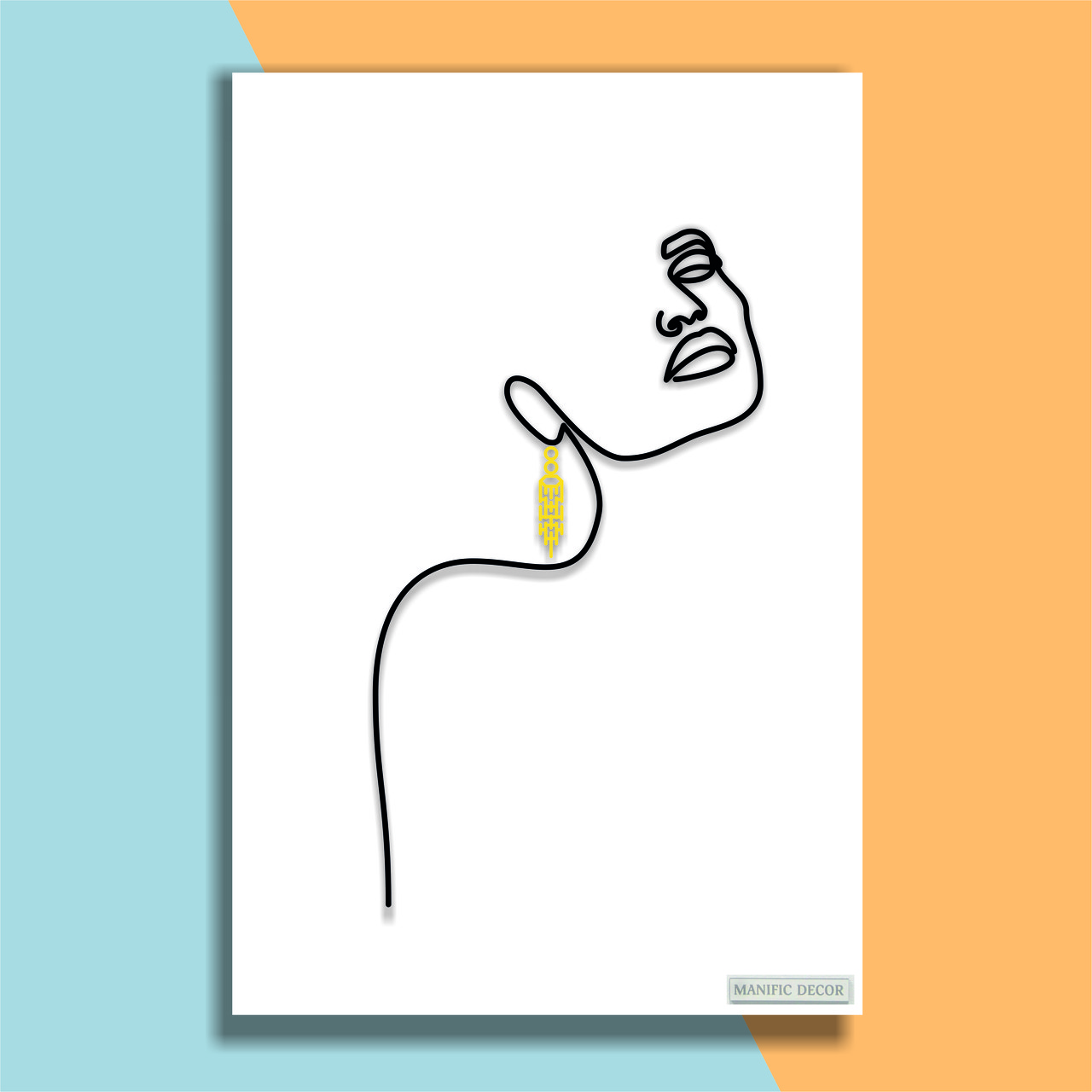 Картина на холсті інтер'єрна абстрактна настінна арт панно Manific Decor "Woman with earring/ Жінка з сережкою"