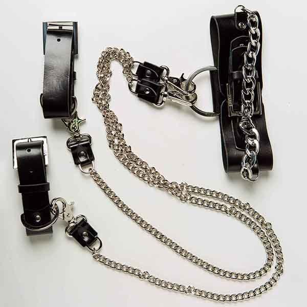 Встановіть комір+наручники срібло з ланцюгом