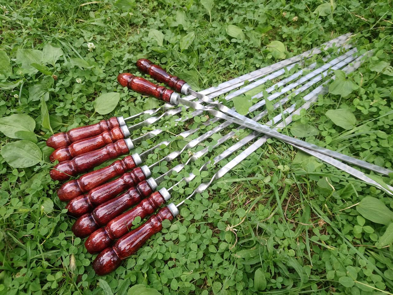 Набор шампуров с деревянными ручками из нержавеющей стали 10 шт ...