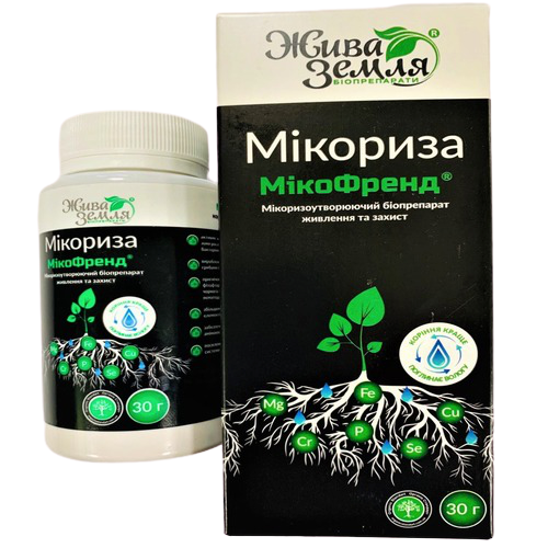 МІКОФРЕНД/МІКОРІЗА мікоризоподібний біоперпарат, 30 г — живлення й захист від хвороб