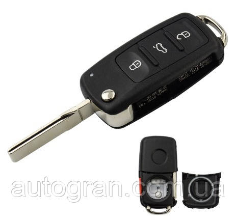 Корпус викидного ключа Volkswagen Skoda 3+1 кнопки після 2009г, фото 1