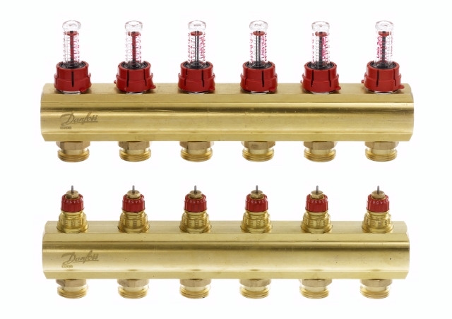 Колектор для теплої підлоги FHF 6+6 з ратометрами Danfoss