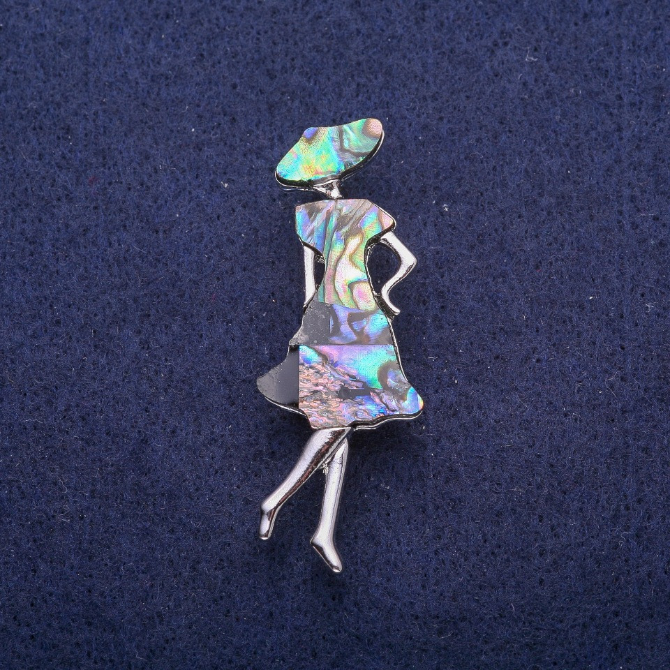 Знижка! Брошка Мадам з Халіотіса, сріблястий метал 18х50мм, фото 1