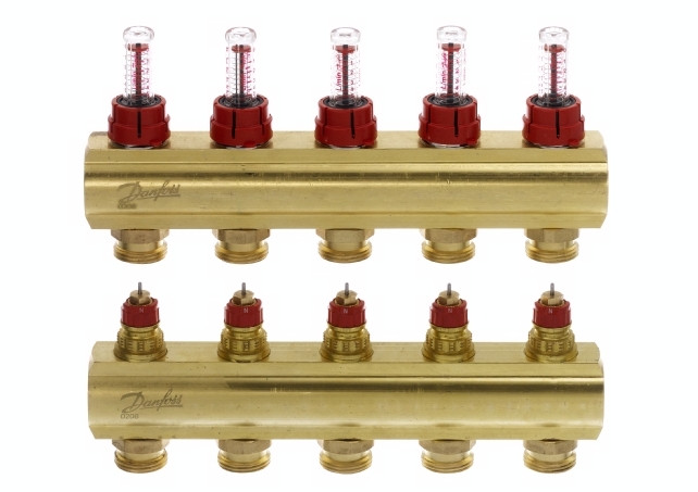 Колектор для теплої підлоги FHF 5+5 з ратометрами Danfoss, фото 1