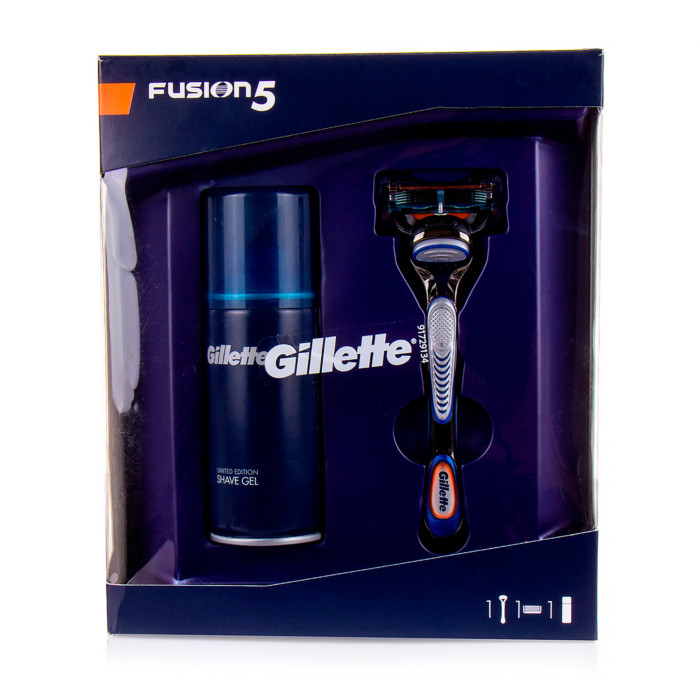 Подарунковий набір Gillette Fusion5 (Гель для чутливої шкіри 75мл + верстат з 1 касетою) 8247