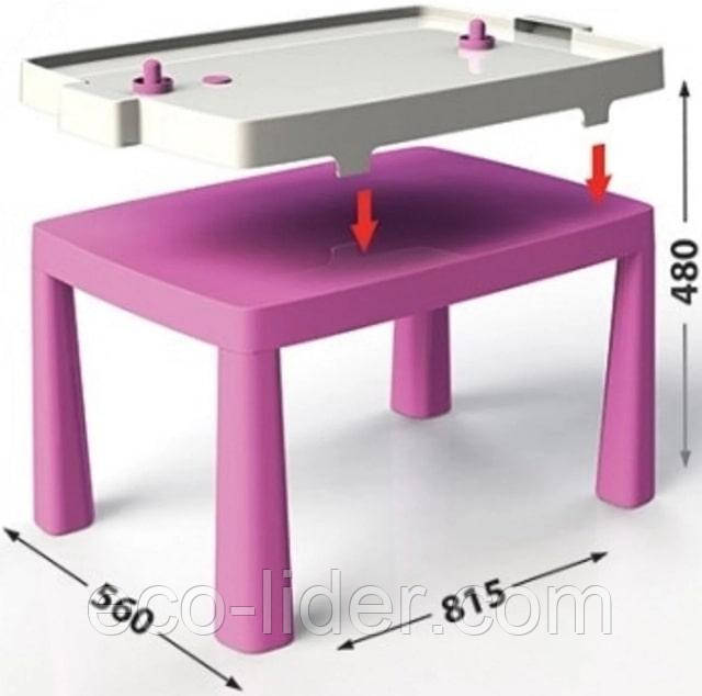 Дитячий стіл пластиковий + аерохокей Долони (2в1 гра і столик)