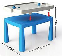 Детский стол пластиковый + аэрохоккей Долони (2в1 игра и столик) Голубой