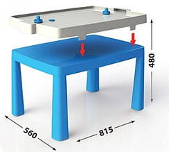 Дитячий стіл пластиковий + аерохокей Долони (2в1 гра і столик) Блакитний