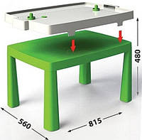 Детский стол пластиковый + аэрохоккей Долони (2в1 игра и столик) Зеленый