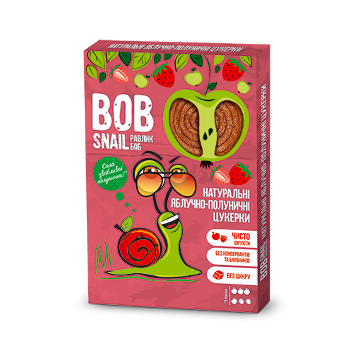 Цукерки Равлик Боб Яблуко-полуниця 60г, фото 1