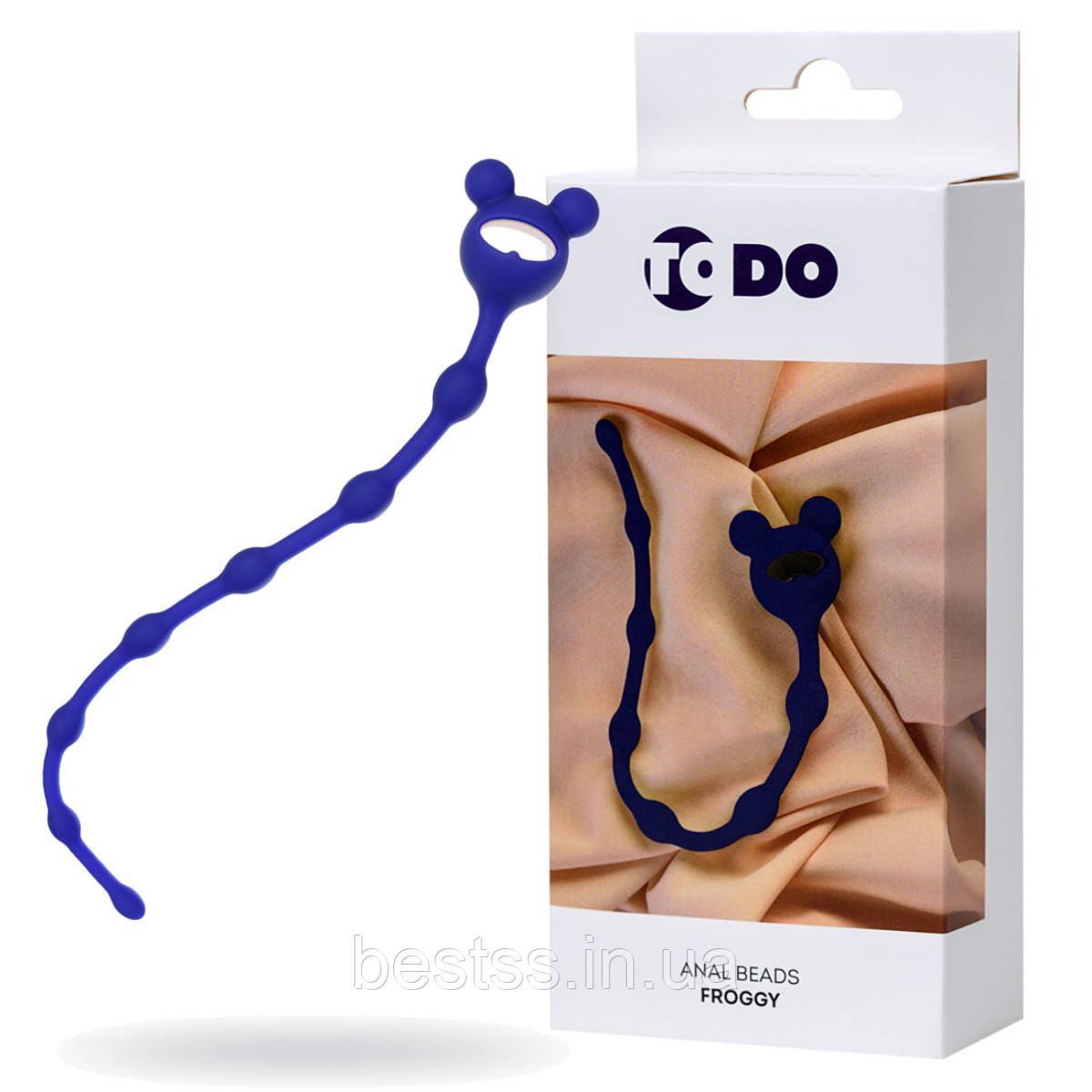 Анальний ланцюжок ToDo By Toyfa Froggy, силікон, синя, 27,4 см, діаметром 1,4 см
