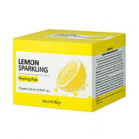 Очищаючі пілінг-диски для обличчя з лимонним соком Secret Key Lemon Sparkling Peeling Pad 70 шт, фото 5