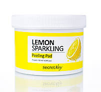 Очищаючі пілінг-диски для обличчя з лимонним соком Secret Key Lemon Sparkling Peeling Pad 70 шт, фото 3