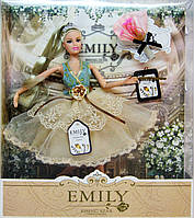 Кукла шарнирная "Emily" QJ078, с букетом