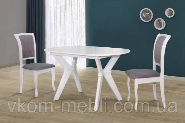 Стіл обідній Оріон розкладний білий 129-163 см, фото 1