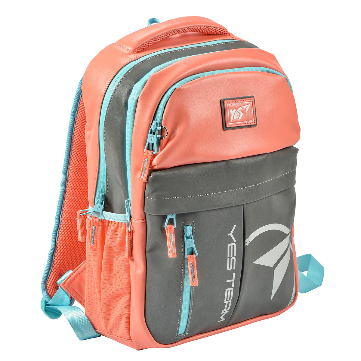 Рюкзак світловідбиваючий міської Yes T-32 "Citypack ULTRA" кораловий/сірий код:558413