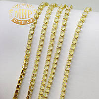 Стразовий ланцюжок ss6 (2mm), колір металу Золото, стрази Vanila Delite, 10 см