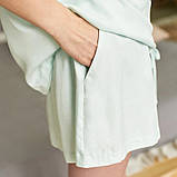 Піжама жіноча з двох предметів, костюм. Комплект з футболки та шорти для дому, сну, р. S (м'ятна), фото 7