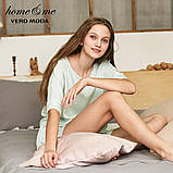 Піжама жіноча з двох предметів, костюм. Комплект з футболки та шорти для дому, сну, р. S (м'ятна), фото 2