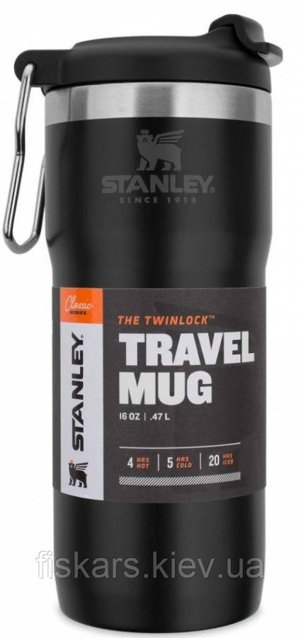 Термокружка Stanley The Twin-Lock Travel Mug чорний 0.47 л. (10-06443-016)