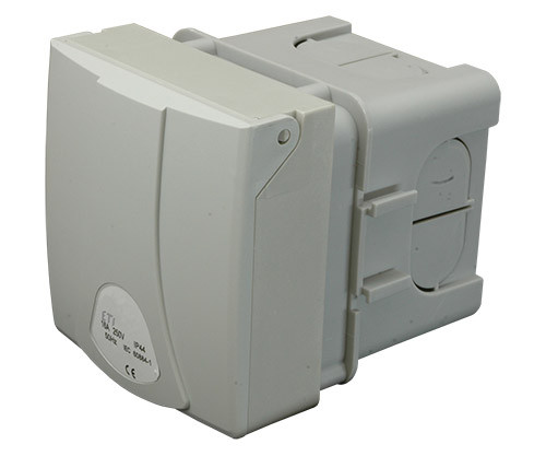 Розетка вбудована EZB-16S в коробці з кришкою IP44 (16A, 230V, 2P+PE) ETI 4482097