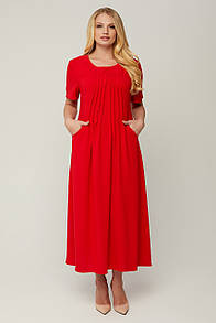Жіноче літнє довга червона сукня Селія великий розмір 56 58 64 66