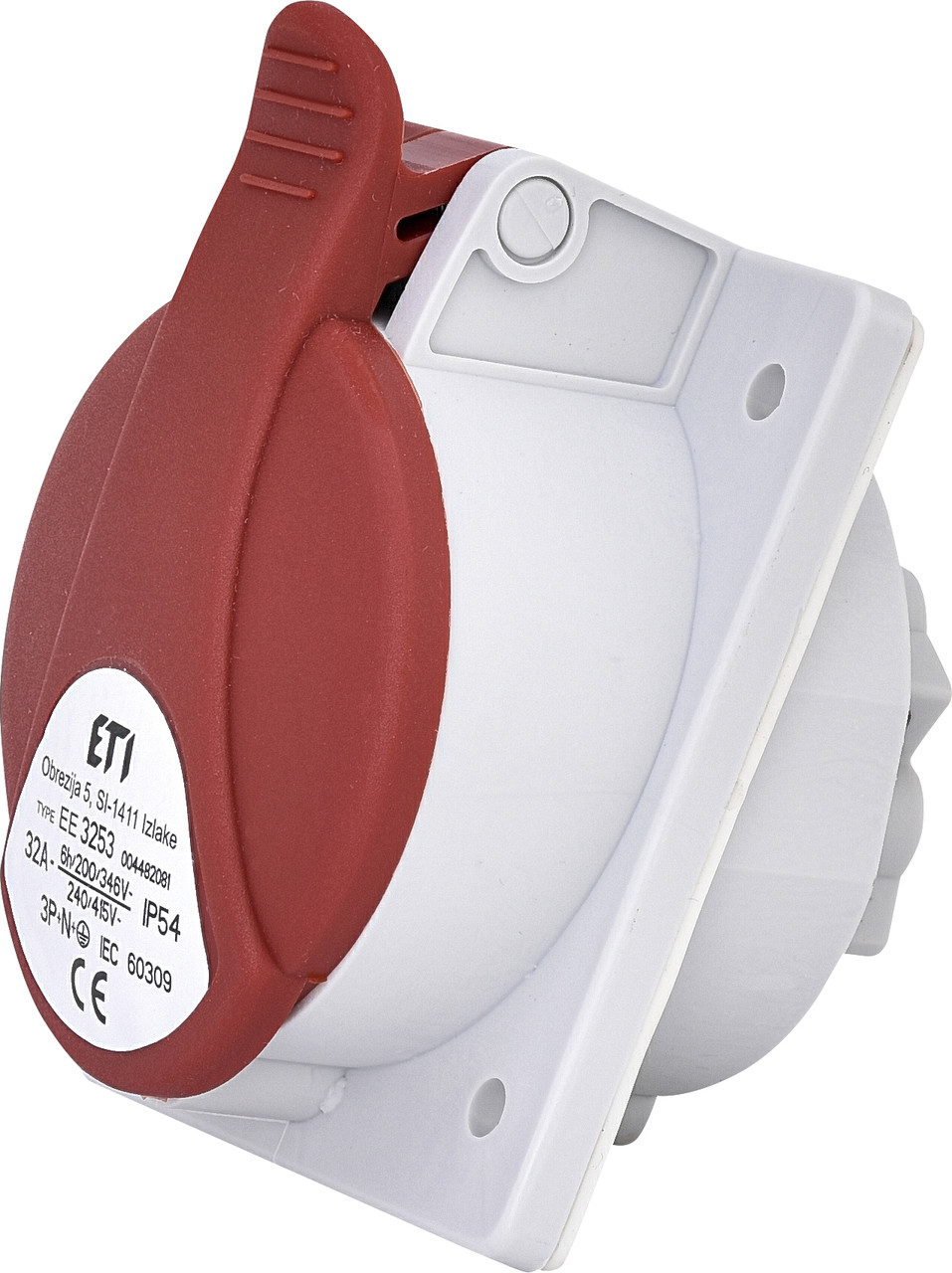 Розетка вбудована EE-3253, IP54 (32A, 400V, 3P+N+PE) ETI 4482081, фото 1