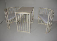 Дитяче ліжечко слонова кістка матрацик трансформер маятник комплект, фото 5