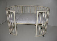 Дитяче ліжечко слонова кістка матрацик трансформер маятник комплект, фото 8