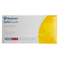 Рукавички вінілові Medicom SafeTouch упаковка - 50 пар, розмір S (без пудри) прозорі