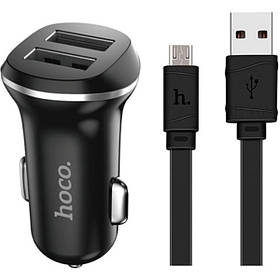 Автомобільний зарядний пристрій Hoco Z1 c Micro USB (2USB, 2.1 А) black
