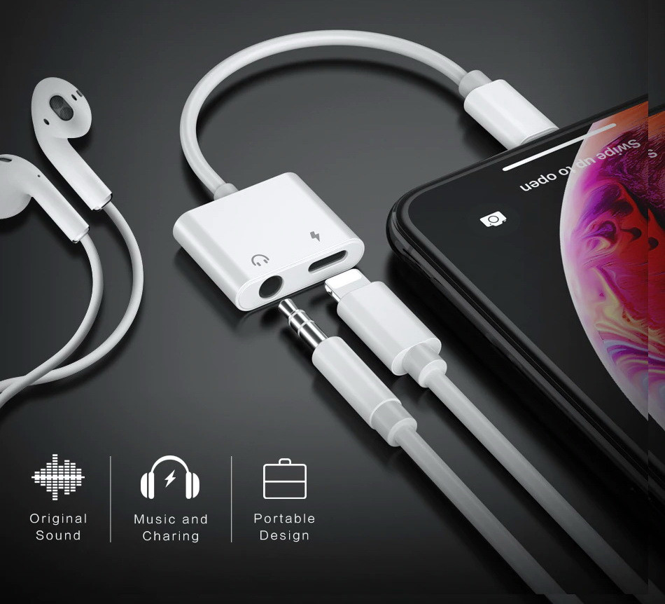 Перехідник адаптер для підключення навушників Jack 3.5 до iPhone Lightning
