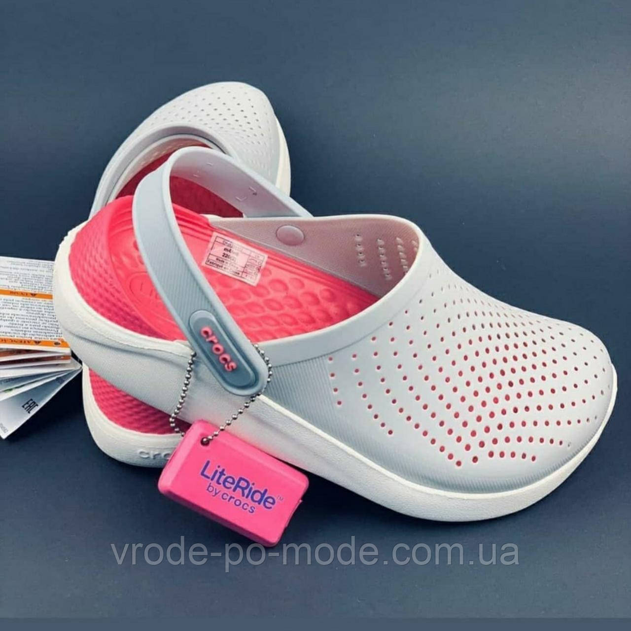 Жіночі легені шльопанці літні із закритим носком, крокси сірі модні, стильні сабо лайтрайд Crocs LiteRide, оригінал, фото 1