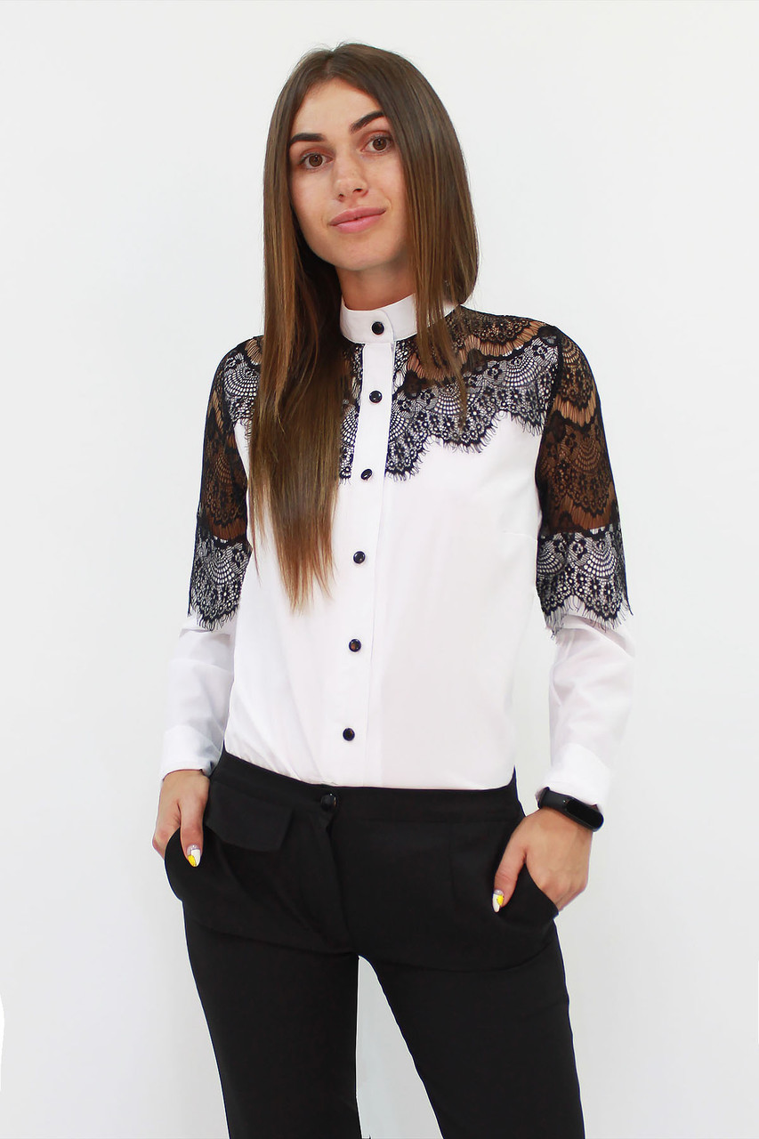 Романтична жіноча блузка з мереживом Gilmor, білий