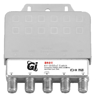 Комутатор DISEqC 4x1 зовнішній GI A401 (у брискозахищеному кожусі), фото 1