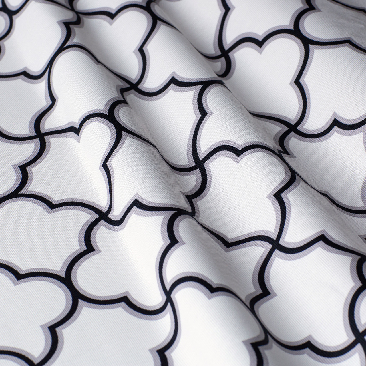 Декоративні тканини в чорний чотирилисток візерунок на білому тлі Туреччина 85709v109, фото 1