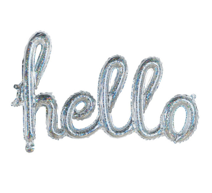 Фольгированные буквы серебряные hello, 113Х46 см в упаковке, цена 33.60 ...