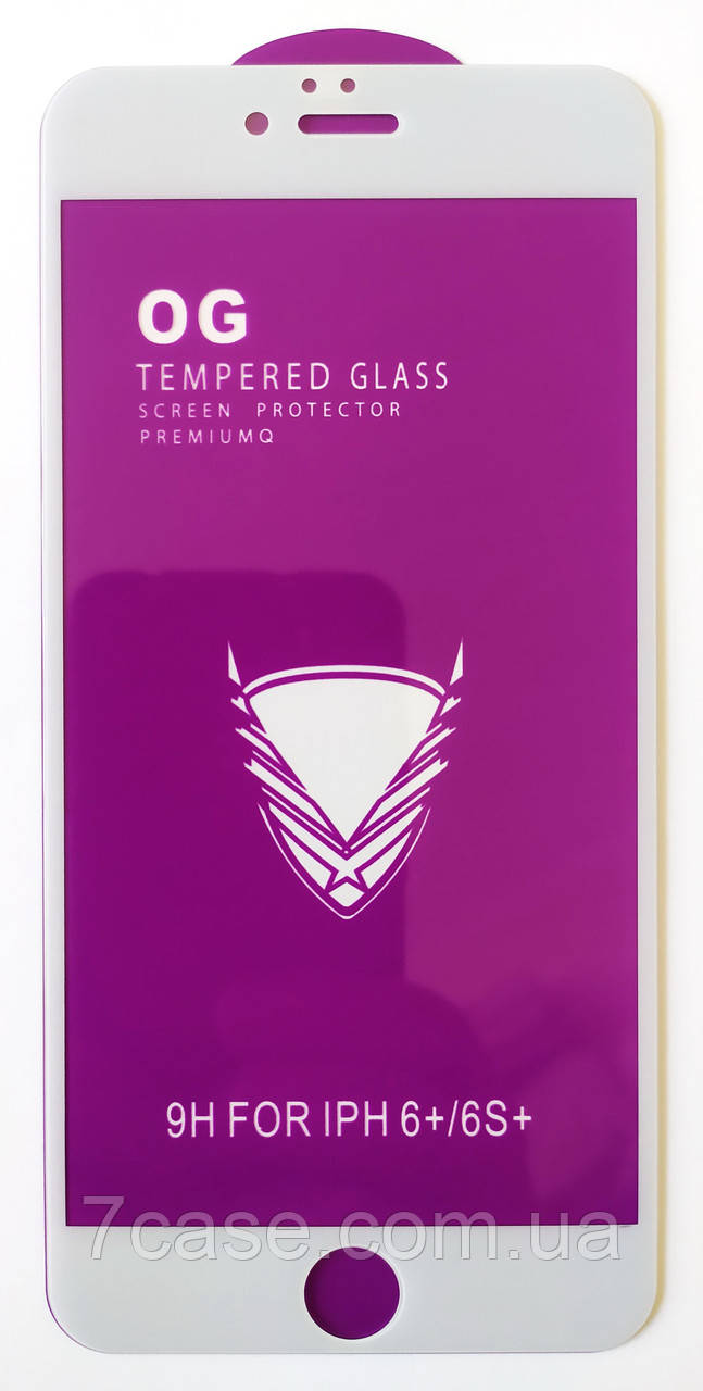 Захисне скло для Apple iPhone 6 Plus/6s Plus повне проклеювання OG Tempered Glass Білий