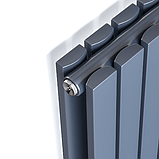 Радіатор дизайнерський вертикальний TERNI II 4/1800 Антрацит матовий 1800*236 (Бічне та нижнє під'єднання), фото 4