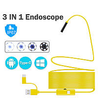 USB ендоскоп 2 метри з жорстким кабелем — Автомобільний технічний бороскоп для смартфона, телефону