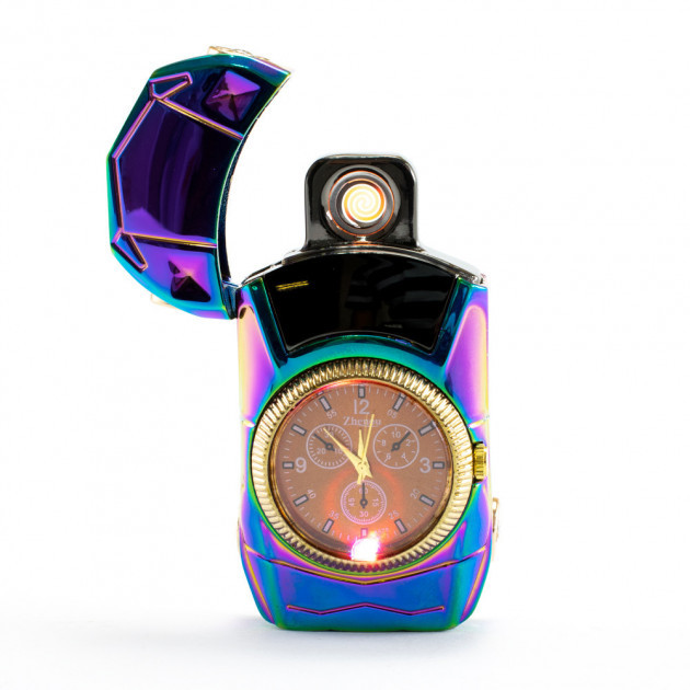 Спіральна електрична запальничка з годинником Lighter 813 USB (2_009319)