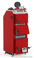 Котел твердопаливний DEFRO Optima Komfort PLUS (з автоматикою) 35 кВт. червоно-сірий