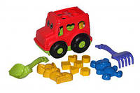 Розвиваючий дитячий сортер-автобус Colorplast Бусик №2 з пісочним набором червоний 0251