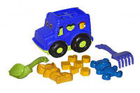 Развивающий детский сортер-автобус Colorplast Бусик №2 с песочным набором синий 0251