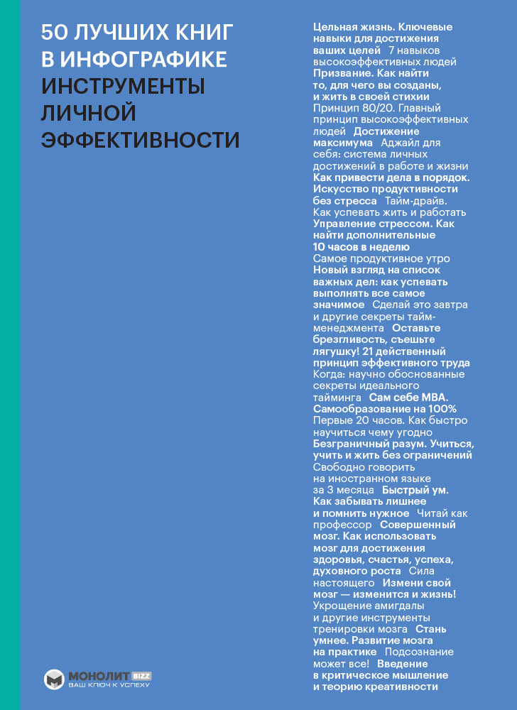 Книга «50 лучших книг в инфографике. Инструменты личной эффективности». Автор - Smart Reading